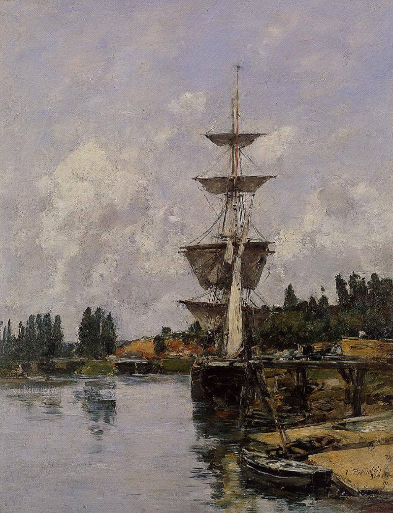 The Canal at Saint-Valery-sur-Somme by Eugene Boudin — Oil Painting Reproduction