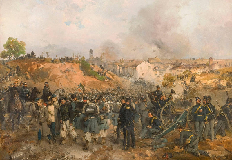 The capture of Palestro on 30 May 1859 by Gerolamo Induno — Oil Painting Reproduction