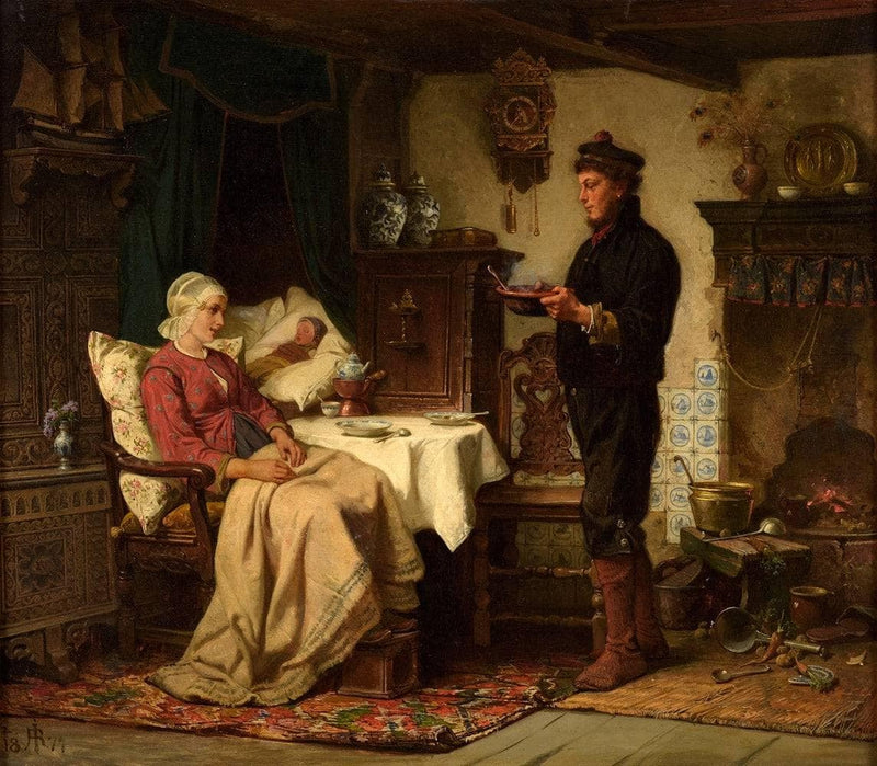 The caring young mother by Rudolf Jordan — Oil Painting Reproduction