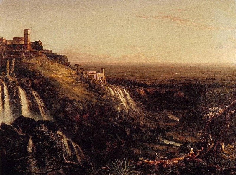 The Cascatelli, Tivoli, Looking Towards Rome (View of Rome from Tivoli) by Thomas Cole — Oil Painting Reproduction