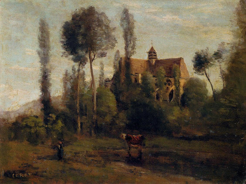 The Church at Essommes, near the Chateau Thierry by Camille Corot — Oil Painting Reproduction