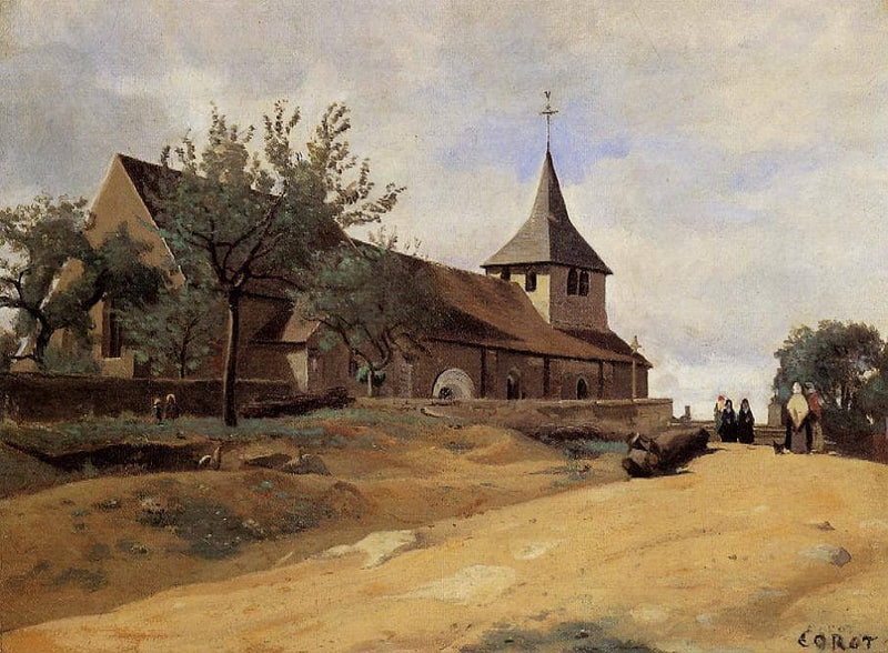 The Church at Lormes by Camille Corot — Oil Painting Reproduction