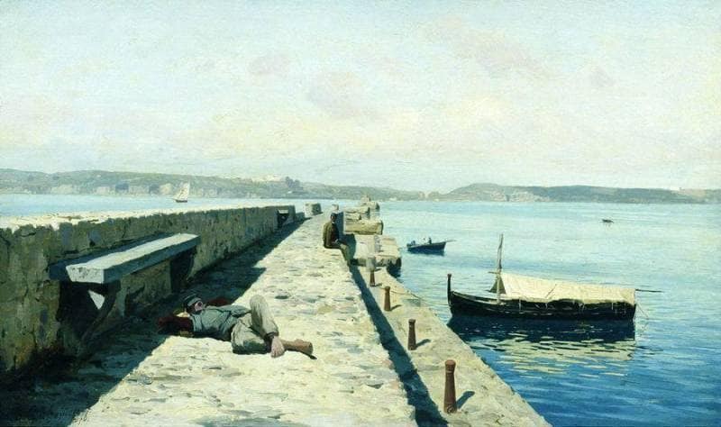The city Pozzuoli near Naples by Volodymyr Orlovsky — Oil Painting Reproduction