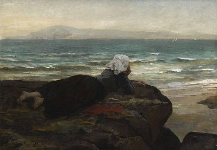 The cliff by Jules Breton — Oil Painting Reproduction