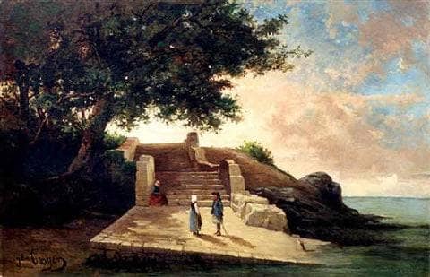 The coast of France by Jules Trayer — Oil Painting Reproduction