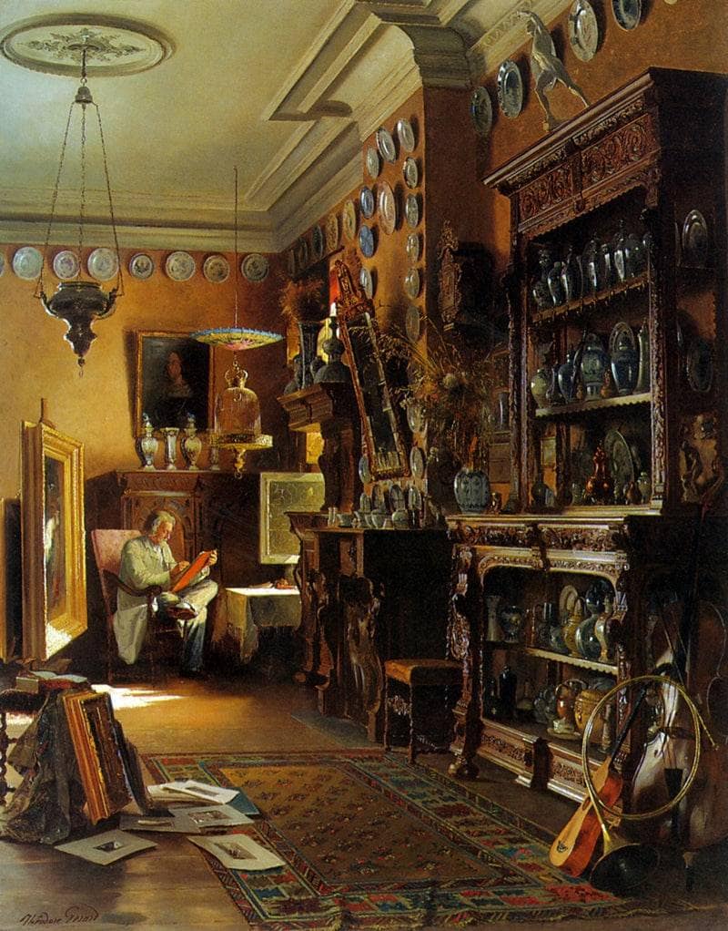 The Collector's Studio by Theodore Gerard — Oil Painting Reproduction