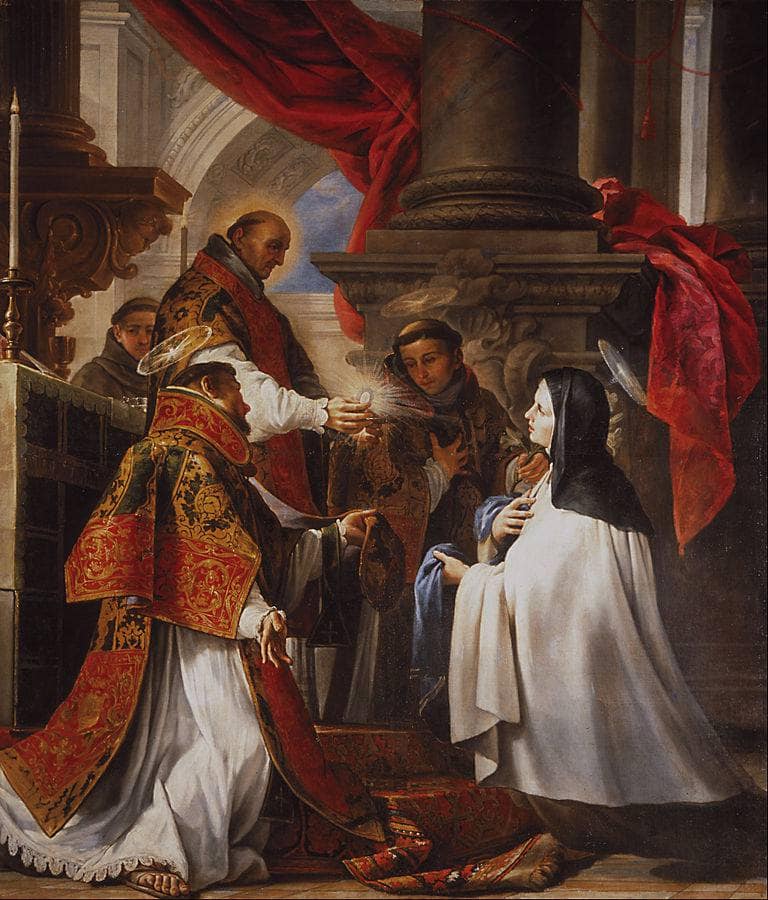 The communion of St. Teresa by Juan Martín Cabezalero — Oil Painting Reproduction