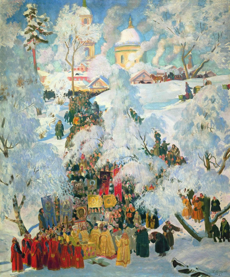 The Consecration of Water on the Theophany by Boris Kustodiev — Oil Painting Reproduction
