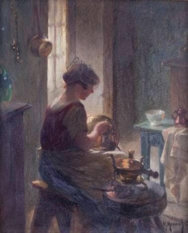 The Copper Cleaner by Maurice Louis Monnot — Oil Painting Reproduction