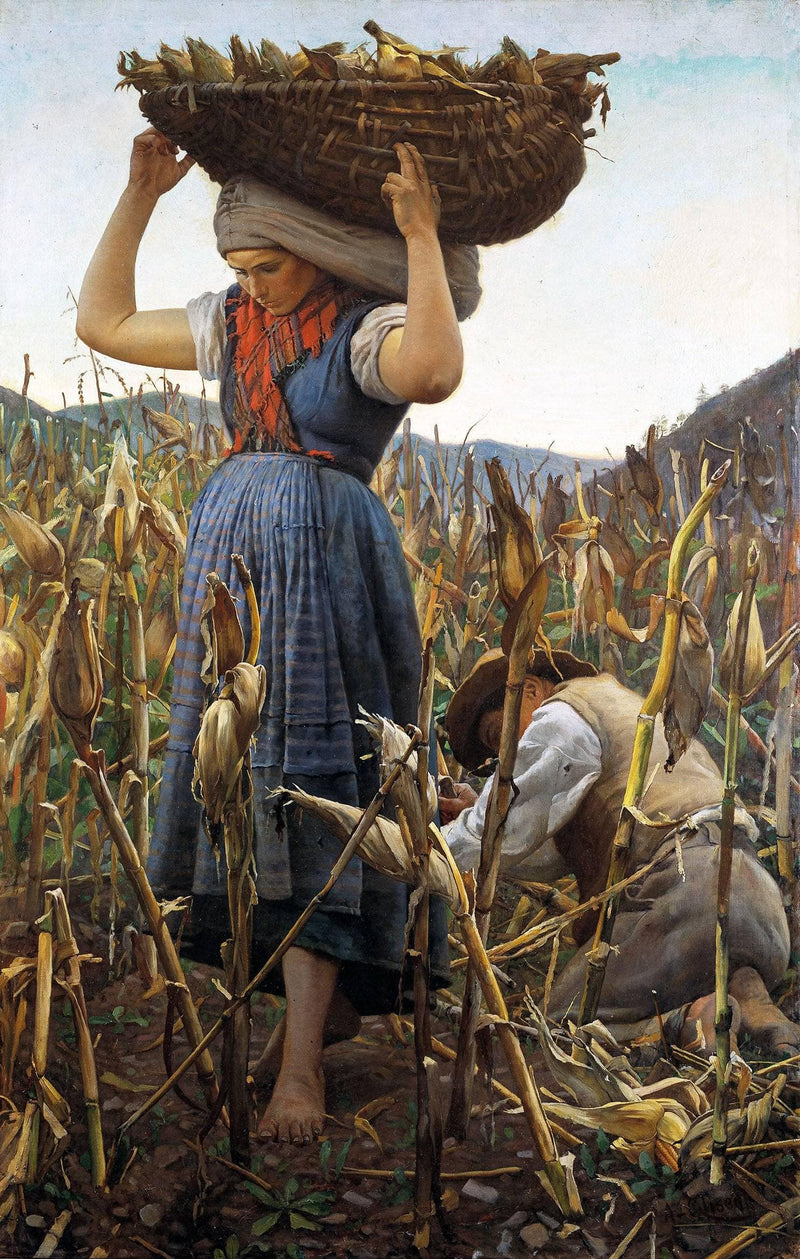 The corn harvest by Achille Glisenti — Oil Painting Reproduction