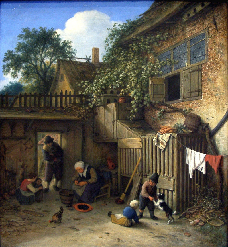 The Cottage Dooryard by Adriaen van Ostade — Oil Painting Reproduction