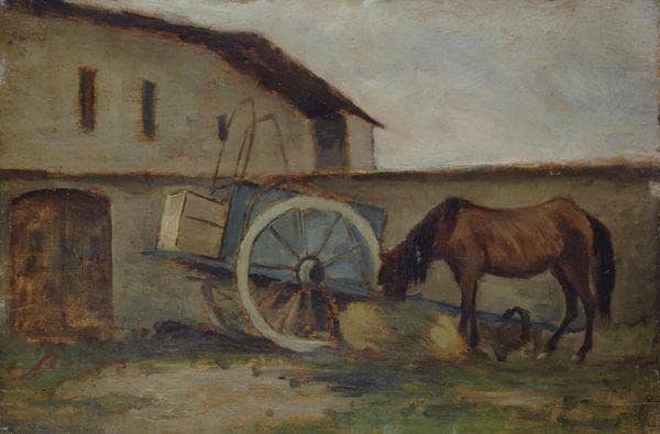 The courier's horse by Silvestro Lega — Oil Painting Reproduction