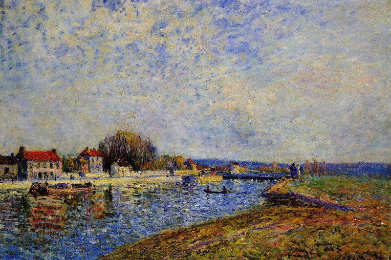 The Dam, Loing Canal at Saint Mammes by Alfred Sisley — Oil Painting Reproduction