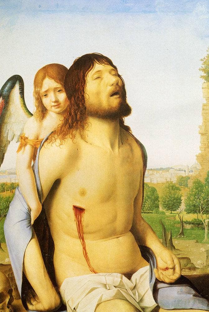 The Dead Christ Supported by an Angel by Antonello da Messina — Oil Painting Reproduction