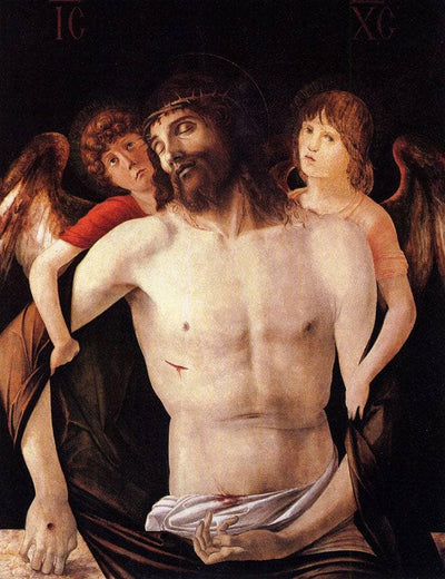The Dead Christ Supported by Two Angels in hallway