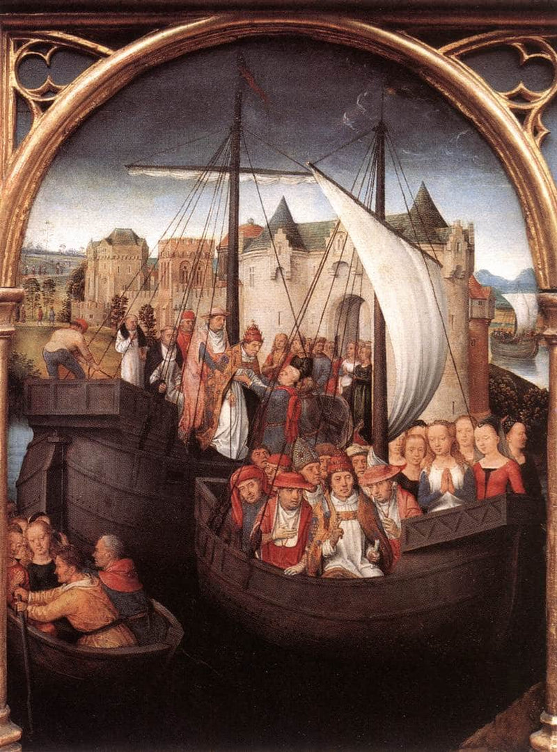 The Departure of Saint Ursula from Basle, panel from The Reliquary of St. Ursula by Hans Memling — Oil Painting Reproduction