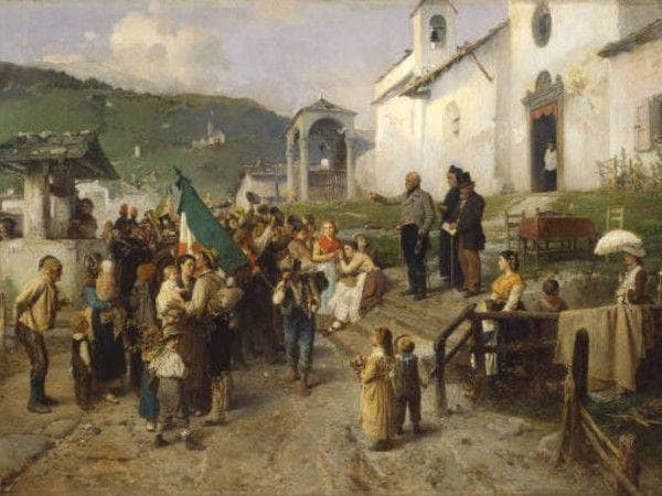 The departure of the conscripts of 1866 by Gerolamo Induno — Oil Painting Reproduction