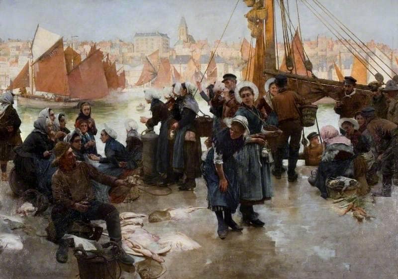 The departure of the fishing fleet, Boulogne by Albert Chevallier Tayler — Oil Painting Reproduction