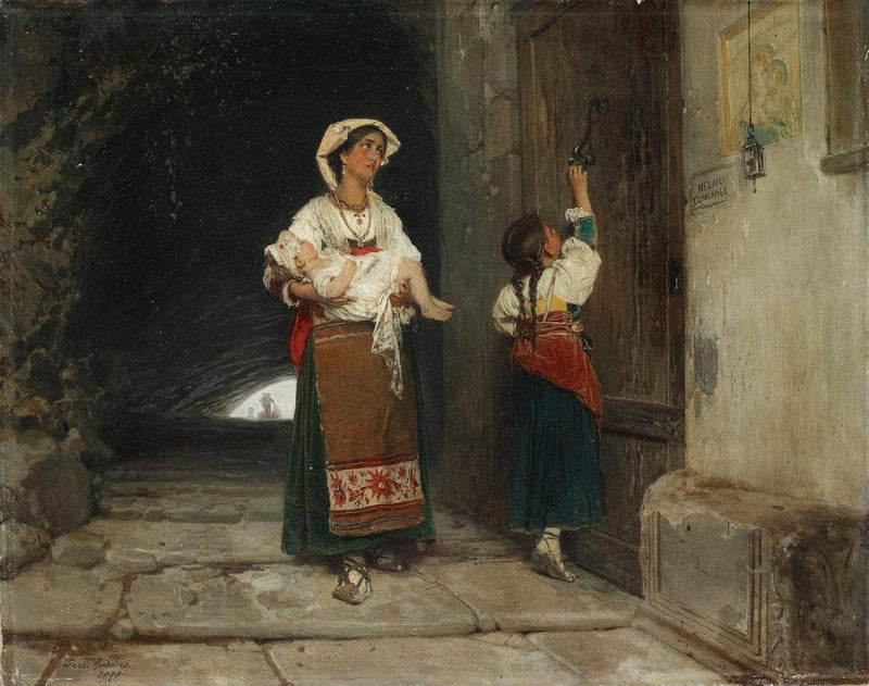 The desperate mother by Gerolamo Induno — Oil Painting Reproduction