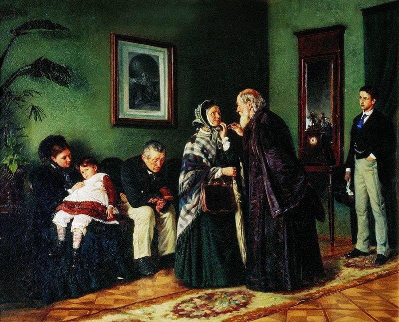The Doctor's waiting room by Vladimir Makovsky — Oil Painting Reproduction