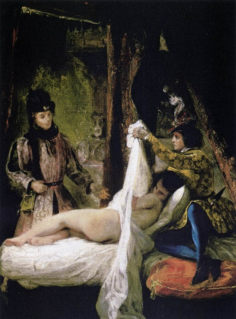 The Duc d'Orleans Showing his Mistress to the Duc de Bourgogne by Eugene Delacroix — Oil Painting Reproduction