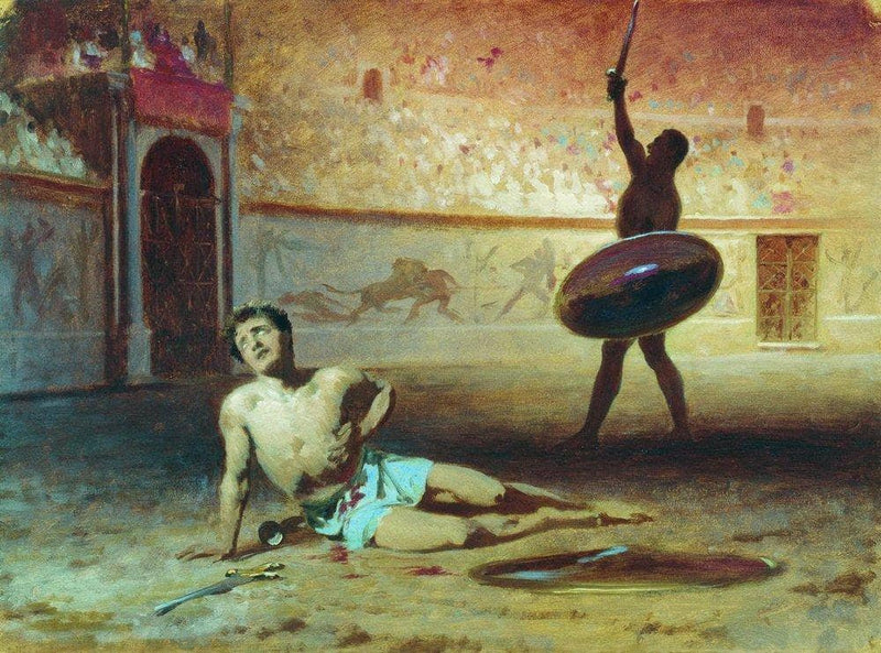 The Dying Gladiator by Fyodor Bronnikov — Oil Painting Reproduction