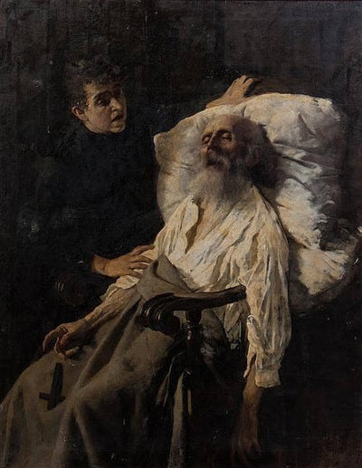 The dying man in dining room