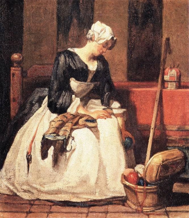 The Embroiderer by Jean-Baptiste-Simeon Chardin — Oil Painting Reproduction
