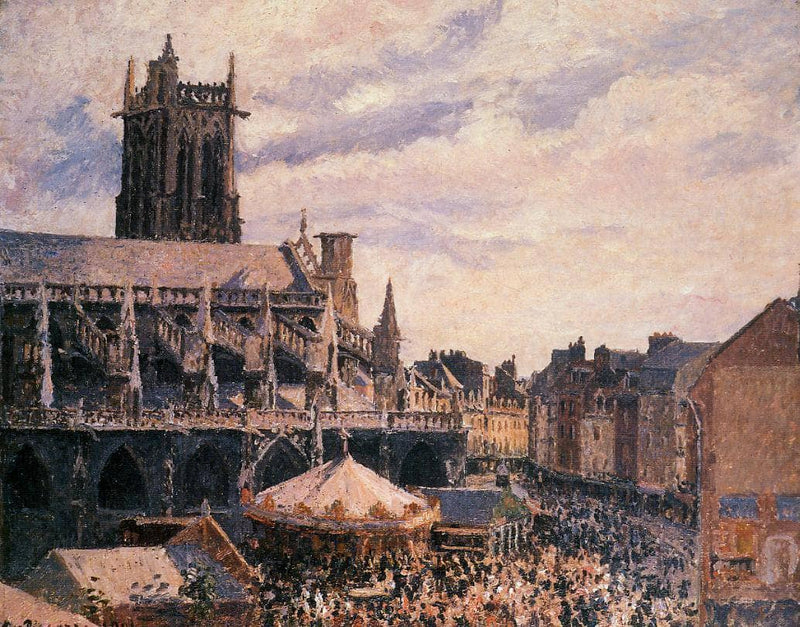 The Fair by the Church of Saint Jacques, Dieppe by Camille Pissarro — Oil Painting Reproduction