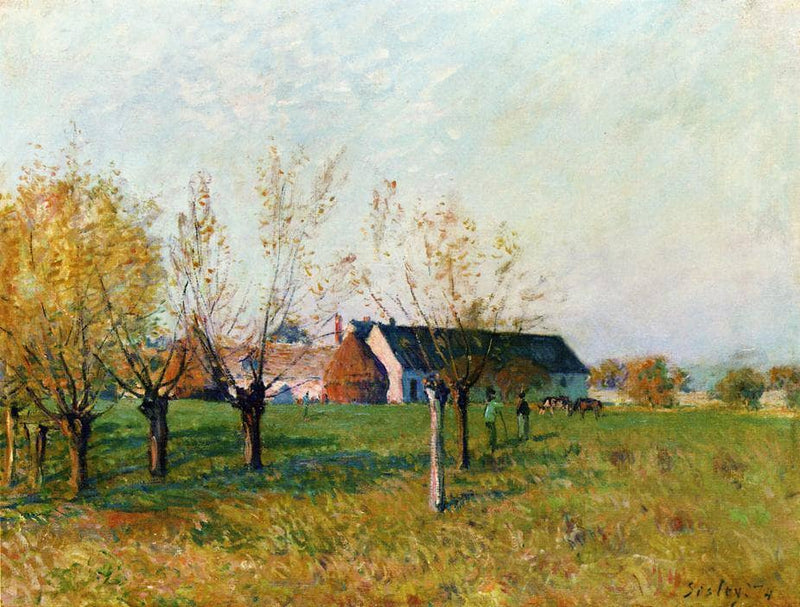 The Farm at Trou d Enfer, Autumn Morning by Alfred Sisley — Oil Painting Reproduction