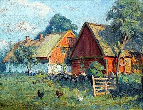 The Farm by Nikolay Bogdanov-Belsky — Oil Painting Reproduction