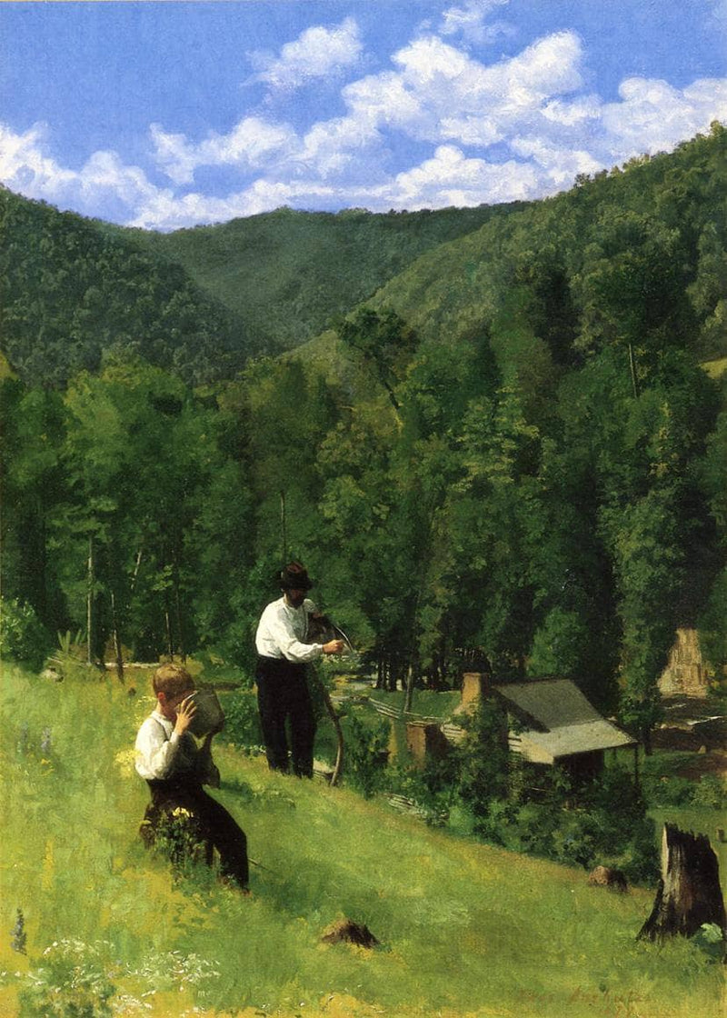 The Farmer and His Son at Harvesting by Thomas Pollock Anshutz — Oil Painting Reproduction