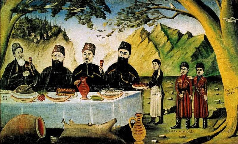 The feast of Gvimradze family by Niko Pirosmani — Oil Painting Reproduction