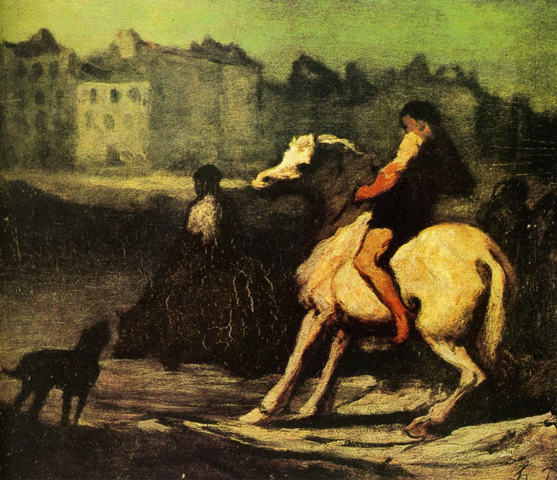 The Feeding Trough by Honore Daumier — Oil Painting Reproduction