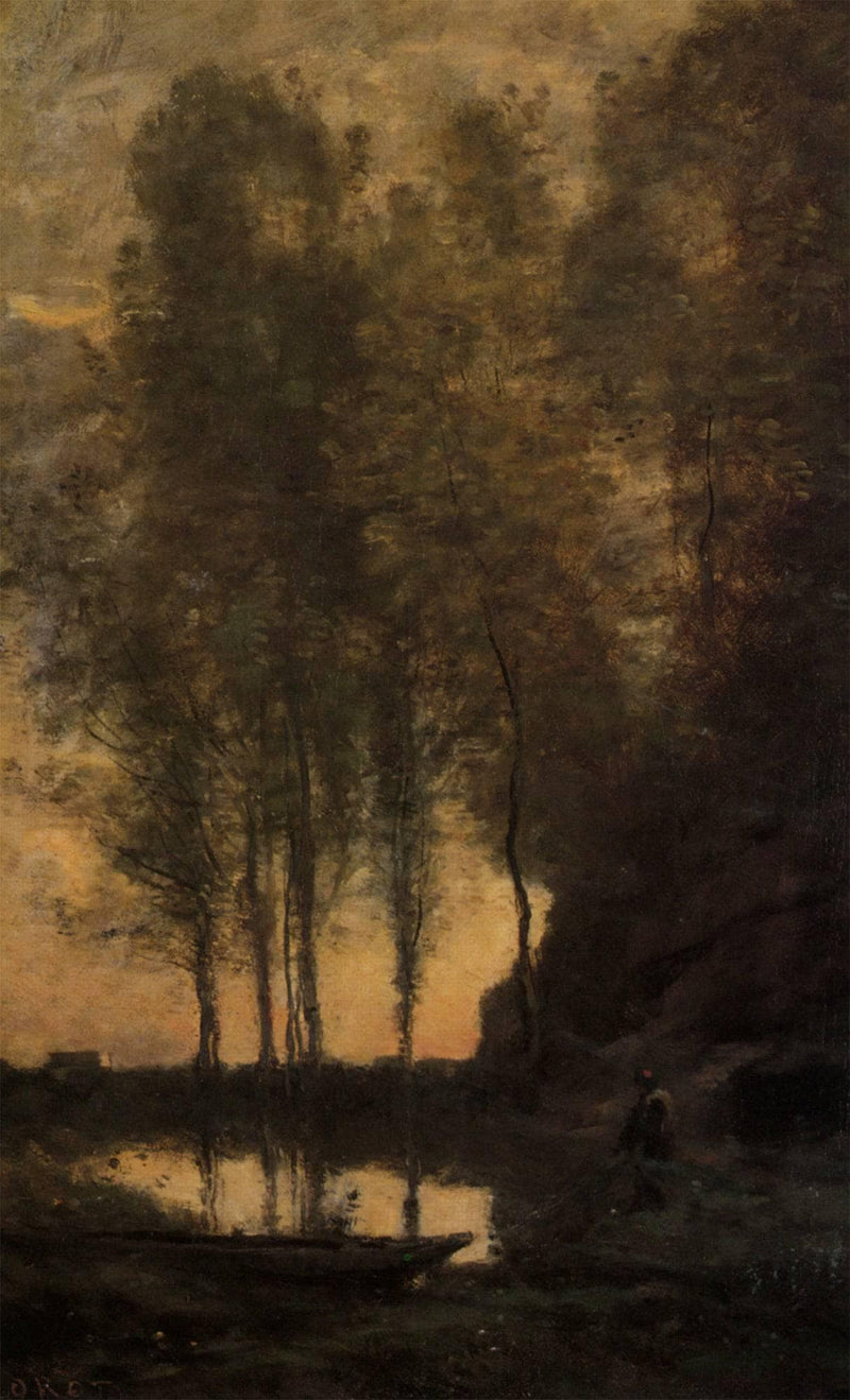 The Ferryman Tying his Boat by Camille Corot — Oil Painting Reproduction