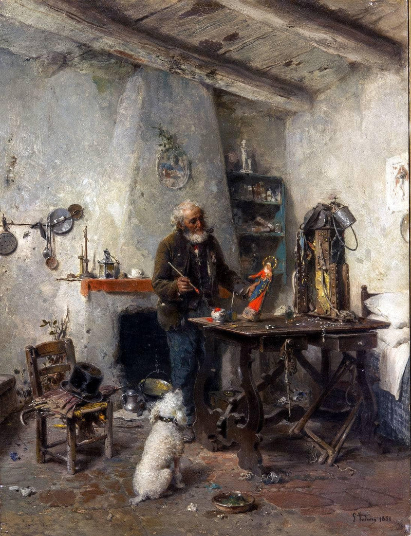 The figurine maker (1st version) by Gerolamo Induno — Oil Painting Reproduction
