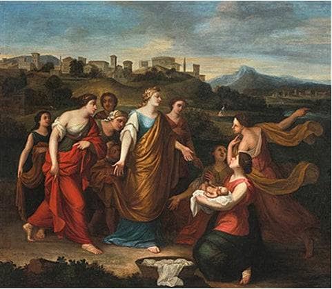The finding of Moses by Sebastien Bourdon — Oil Painting Reproduction