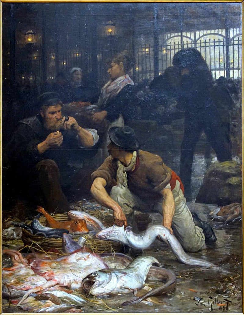 The fish market in the morning by Victor Gabriel Gilbert — Oil Painting Reproduction