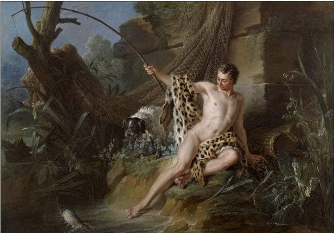 The fisherman and the little fish by Jean-Baptiste Oudry — Oil Painting Reproduction