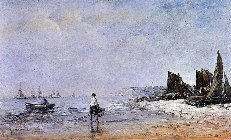 The Fisherman, Low Tide by Eugene Boudin — Oil Painting Reproduction
