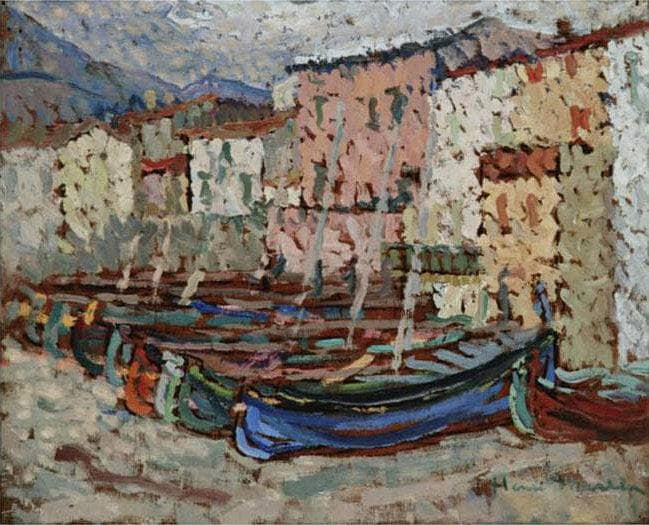 The Fishing Boats on the strike in Collioure by Henri Martin — Oil Painting Reproduction