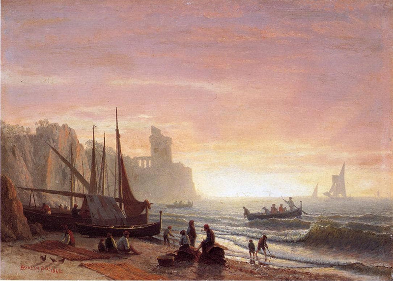The Fishing Fleet by Albert Bierstadt — Oil Painting Reproduction