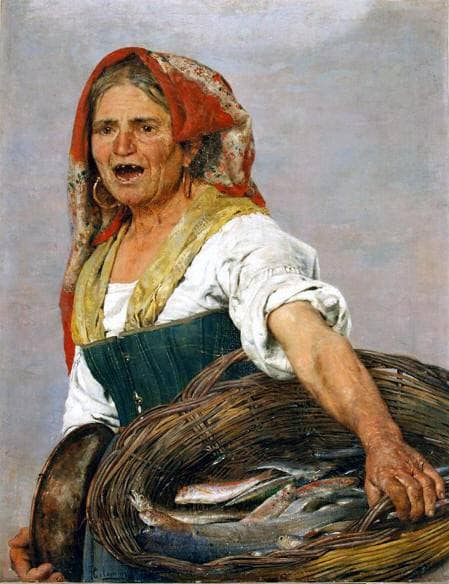 The fishmonger by Pasquale Celommi — Oil Painting Reproduction