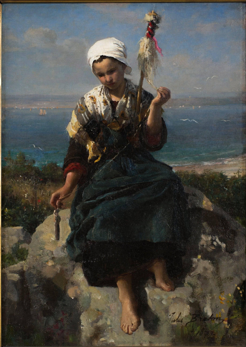 The Flax Spinner by Jules Breton — Oil Painting Reproduction