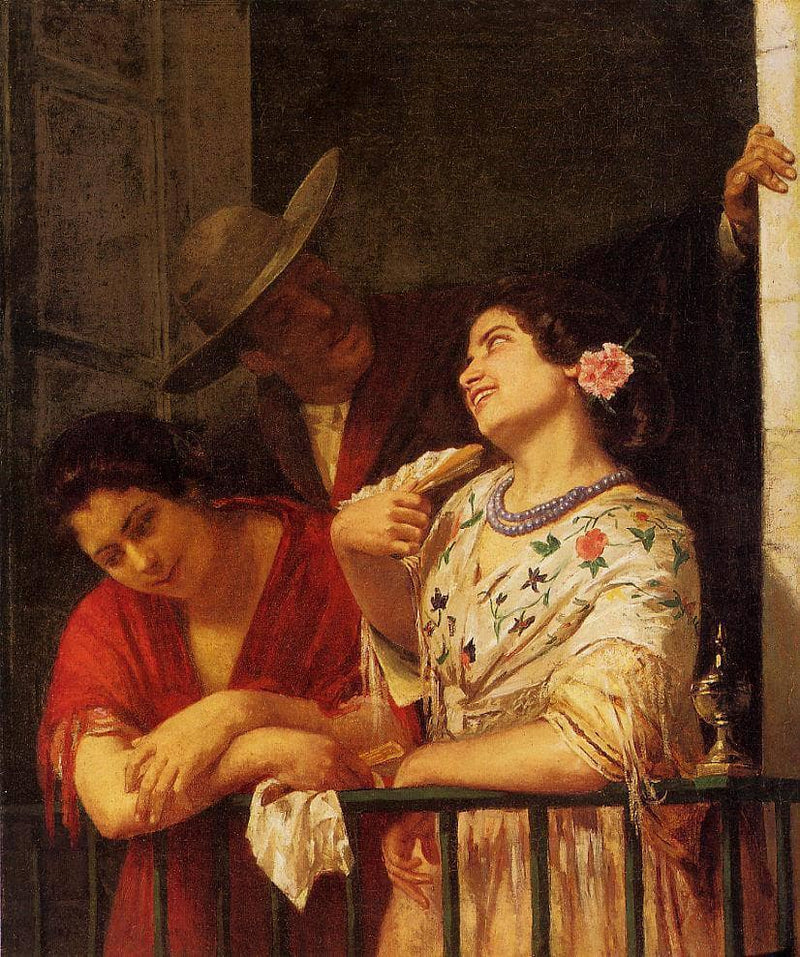 The Flirtation A Balcony in Seville by Mary Cassatt — Oil Painting Reproduction