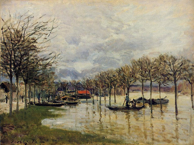 The Flood on the Road to Saint Germain by Alfred Sisley — Oil Painting Reproduction
