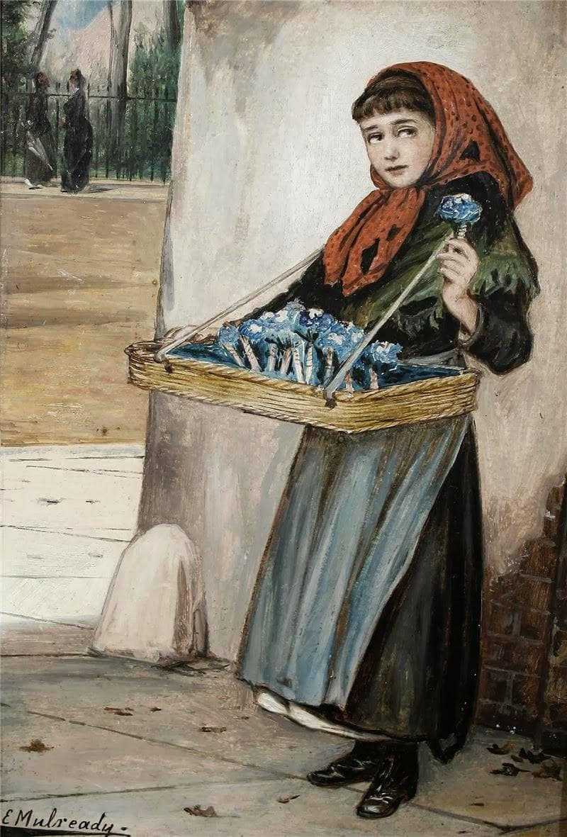 The flower seller by Augustus Edwin Mulready — Oil Painting Reproduction