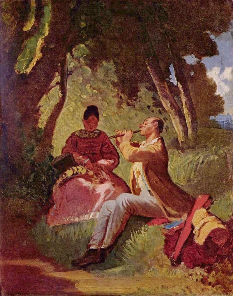 The Flute Recital by Carl Spitzweg — Oil Painting Reproduction
