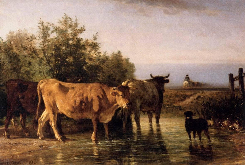 The Ford by Constant Troyon — Oil Painting Reproduction