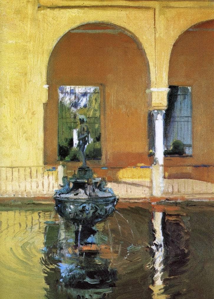 The Fountain in the Alcázar of Seville by Joaquín Sorolla — Oil Painting Reproduction